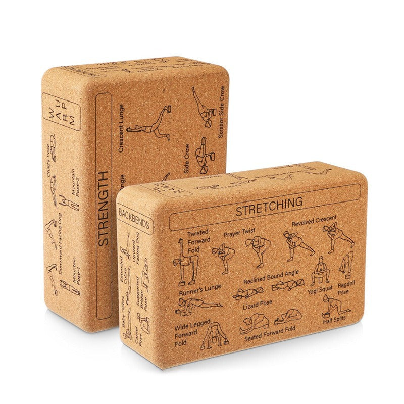 Premium Cork Yoga Block | Integrated Stretching & Strength Guide