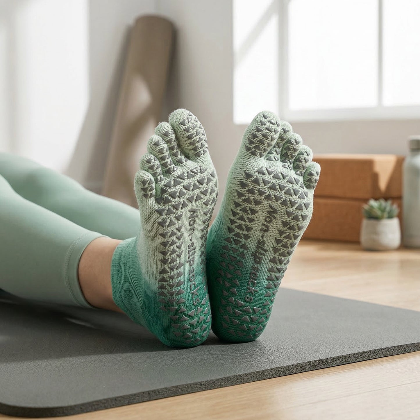 Premium Five-Toe Yoga Grip Socks | Sustainable Non-Slip Balance